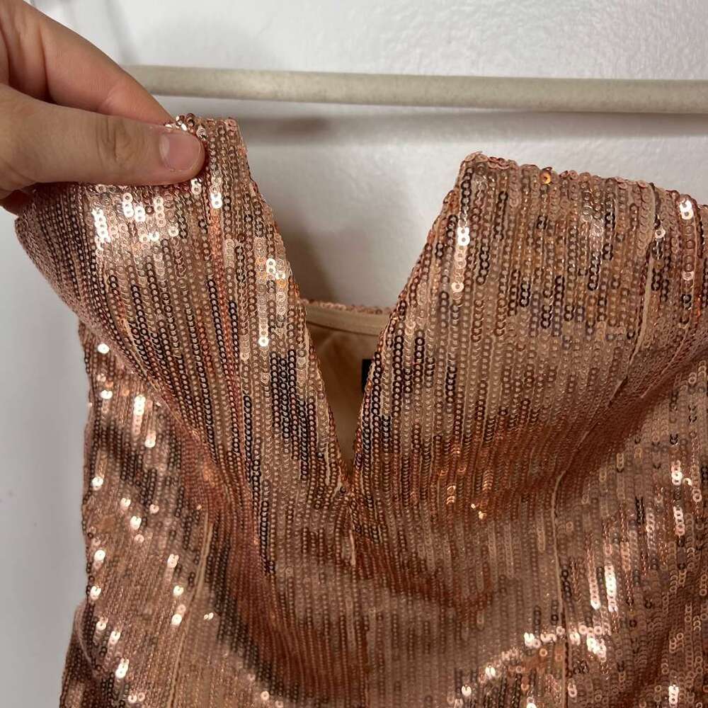 NWT Lulus Gold Sparkle Sequin Bodysuit – Women’s Size XS - Picture 3 of 5